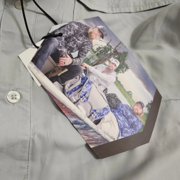 EAG Elite Mens Button Down Fishing Shirt Vented Back Size XL Gray Mossy Oak - Picture 11 of 16